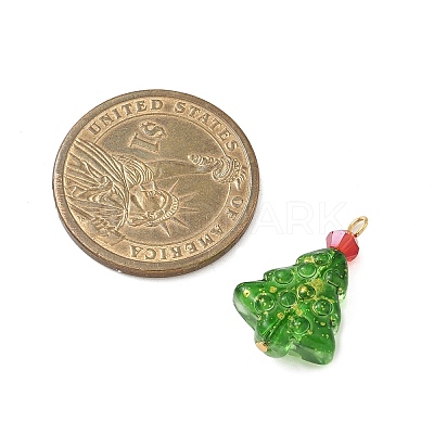 Christmas Tree Dyed & Heated Glass Pendants PALLOY-JF04392-1
