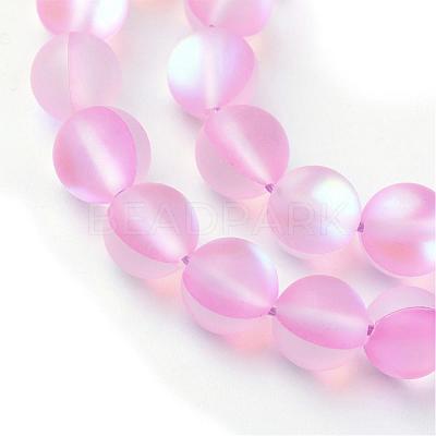 Synthetic Moonstone Beads Strands G-R375-8mm-A12-1
