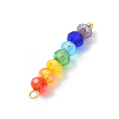 Coloful Faceted Glass Beaded Pendants PALLOY-JF02525-01-1