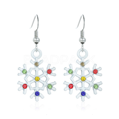 Snowflake Alloy Enamel Dangle Earrings FS-WGD9918-15-1