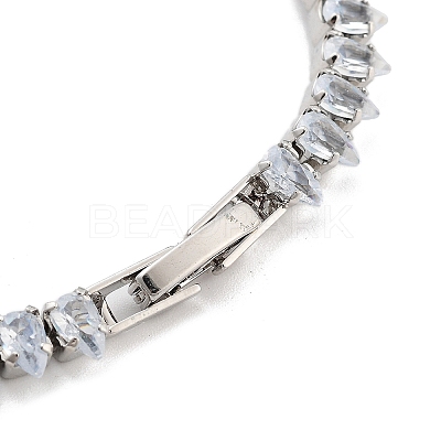 Brass Pave Clear Cubic Zirconia Teardrop Link Bracelets BJEW-YWC0002-08P-1