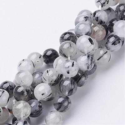Natural Black Rutilated Quartz Beads Strands G-D295-10mm-1