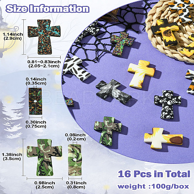 16Pcs 8 Styles Cross Silicone Focal Beads SIL-CJ0002-47-1