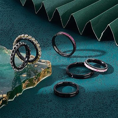 18pcs 6 Style 304 Stainless Steel Grooved Finger Ring Settings STAS-UN0040-58-1