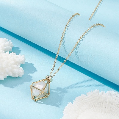 Brass Macrame Pouch Empty Stone Holder for Pendant Necklaces Making NJEW-JN04440-01-1