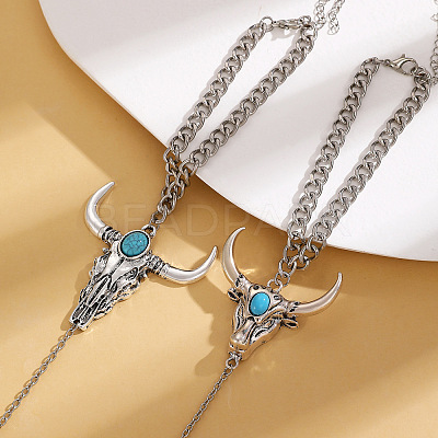 Alloy and Synthetic Turquoise Ring Bracelets for Women FS-WG192DC-02-1
