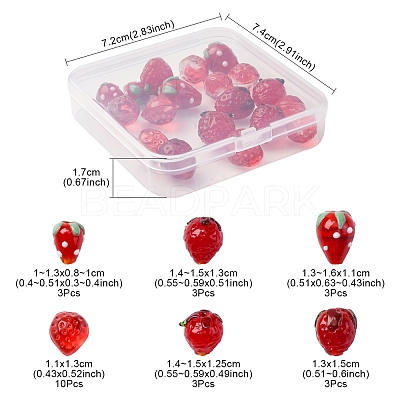 25Pcs 6 Styles Handmade Lampwork 3D Strawberry Beads LAMP-FS0001-19-1