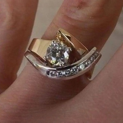 Brass Micro Pave Clear Cubic Zirconia Finger Rings FS-WG8456F-05-1