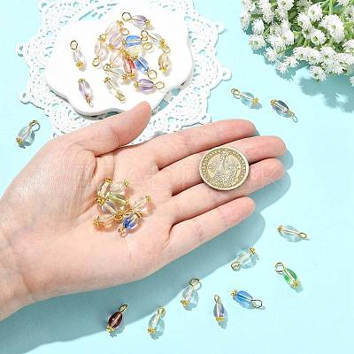 20Pcs 10 Colors Transparent Glass Pendants PALLOY-FS00073-1