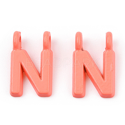 Rack Plating Spray Painted Alloy 2-Loop Link Pendants PALLOY-N176-01N-1