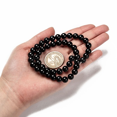 Natural Eyeless Obsidian Beads Strands G-K123-06-8mm-1