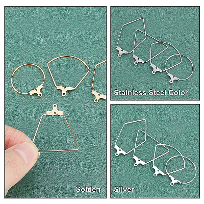 24Pcs 12 Style Sector & Ring & Trapezoid & Rhombus 304 Stainless Steel Pendants STAS-UN0027-16-1
