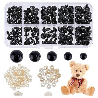 1Set 3-12mm Black Round Plastic Eyes For Dolls Making Toys Bear