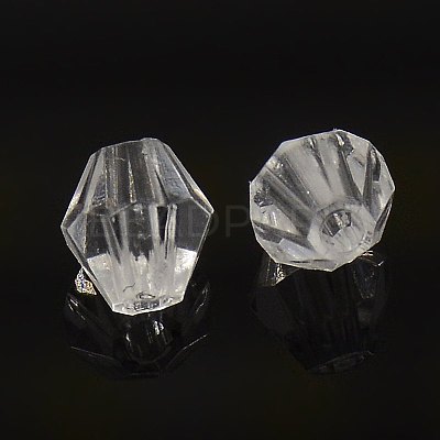 Faceted Bicone Transparent Acrylic Beads DBB6mm01-1