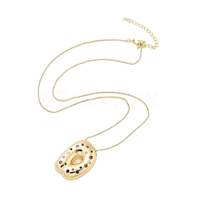 Brass Micro Pave Cubic Zirconia Letter Pendant Necklaces LS-KK-Z069-01G-D-1