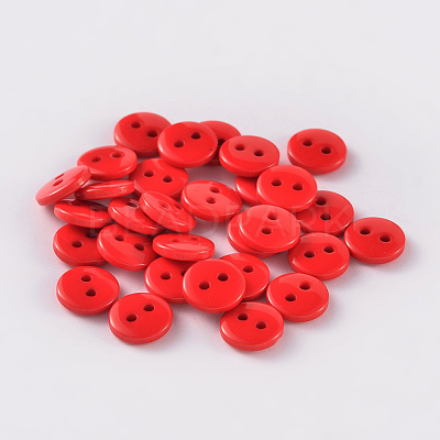2-Hole Flat Round Resin Sewing Buttons for Costume Design BUTT-E119-14L-10-1