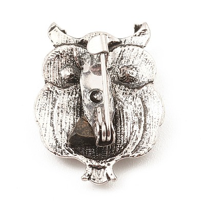 Rhinestone Owl Brooch Pin JEWB-Q030-01AS-1