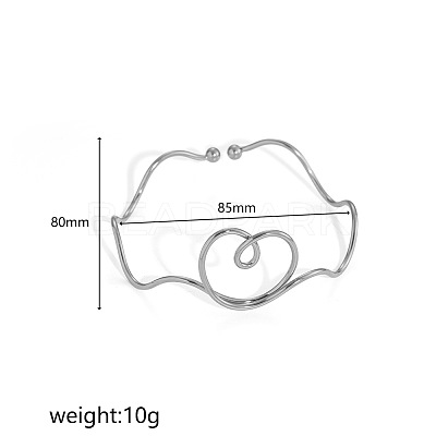 304 Stainless Steel Spiral Geometric Upper Arm Cuff Bangles for Women WGCF51B-08-1