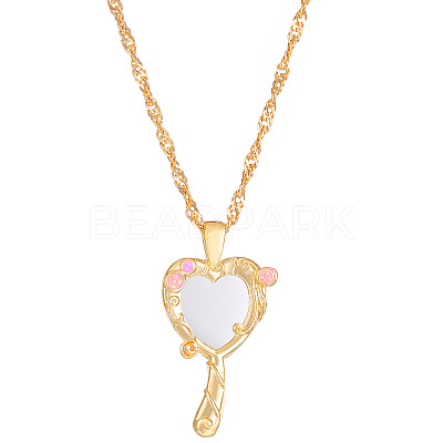 Heart Magic Mirror Alloy Pendant Necklaces for Women WH-WGD9B28-01-1