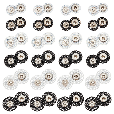 24 Sets 6 Style Zinc Alloy Snap Buttons BUTT-NB0001-49-1