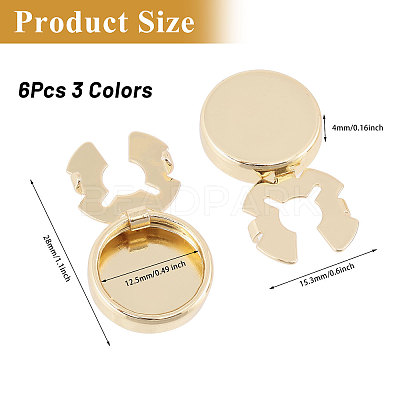 3 Pairs 3 Colors Brass Cufflinks BUTT-CA0001-22-1