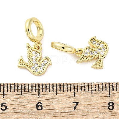 Brass Micro Pave Cubic Zirconia European Dangle Charms KK-D325-10G-1