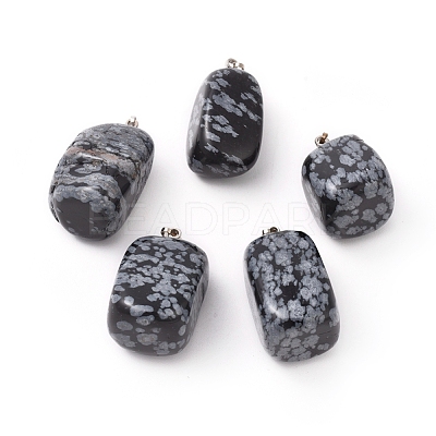 Natural Snowflake Obsidian Pendants G-K302-B04-1