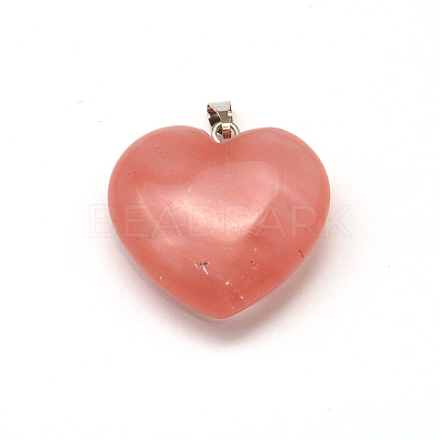 Heart Natural & Synthetic Mixed Stone Pendants G-Q355-M-1
