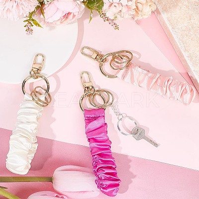 3Pcs 3 Colors Satin Cloth Bracelet Wristlet/Hair Tie Keychain KEYC-SC0001-31A-1