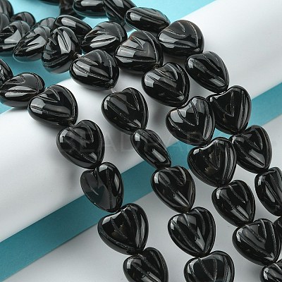 Natural Black Onyx Beads Strands G-D067-E01-1