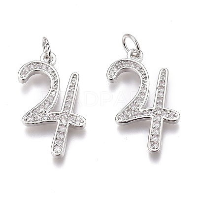 Brass Micro Pave Clear Cubic Zirconia Pendants ZIRC-O035-08P-1