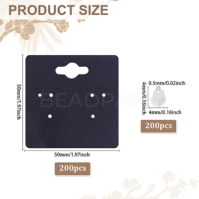 200Pcs Square Paper Earring Display Cards CDIS-ME0001-01B-1
