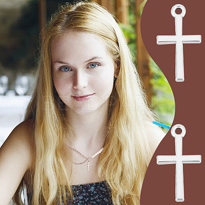 100PCS Cross Tibetan Style Alloy Pendants TIBEP-UN0001-10-1