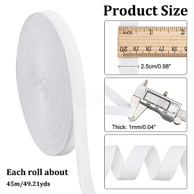 Flat Polycotton Twill Tape Ribbon OCOR-WH0066-92H-02-1