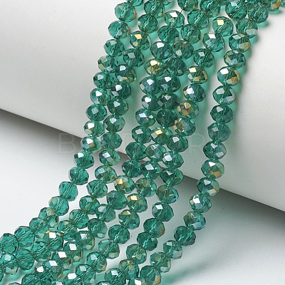 Electroplate Transparent Glass Beads Strands EGLA-A034-T8mm-H19-1