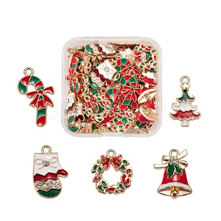 50Pcs 5 Style Christmas Theme Alloy Enamel Pendants ENAM-LS0001-49-RS-1