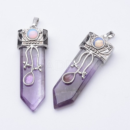 Natural Amethyst Big Pointed Pendants X-G-F340-05H-1