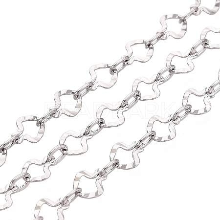 304 Stainless Steel Textured Ginkgo Leaf Link Chains CHS-Q009-07P-1
