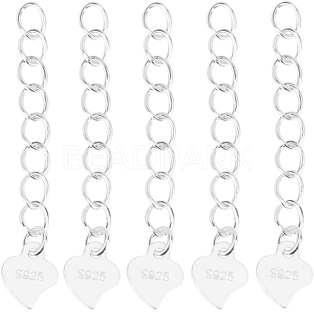 10Pcs 925 Sterling Silver Curb Chains Extender STER-BBC0006-12-1
