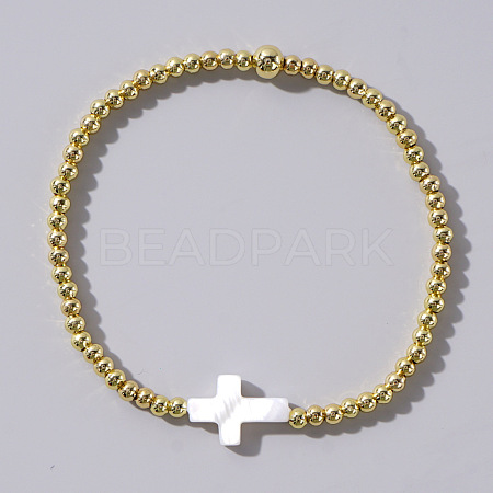 Beach Style Brass and Cross Shell beads Bracelet for Women Layered Wear NR0420-2-1