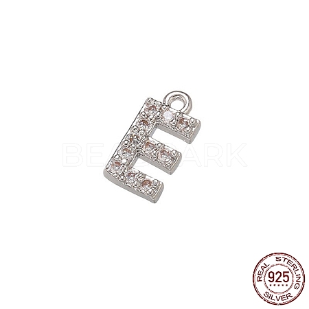 Real Platinum Plated Rhodium Plated 925 Sterling Silver Micro Pave Clear Cubic Zirconia Charms STER-P054-10P-E-1