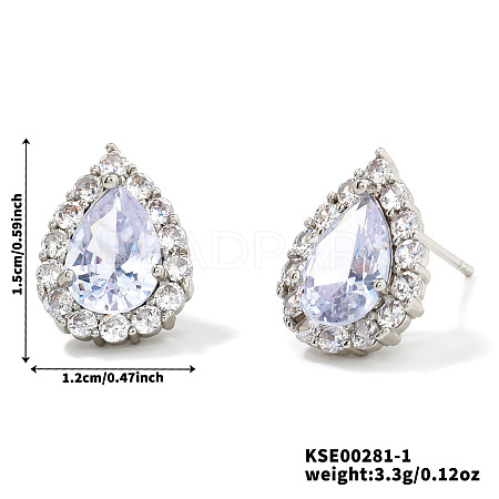 Brass Teardrop Stud Earrings UI2850-1-1