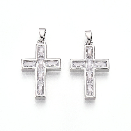 Brass Micro Pave Cubic Zirconia Pendants KK-N257-32P-1