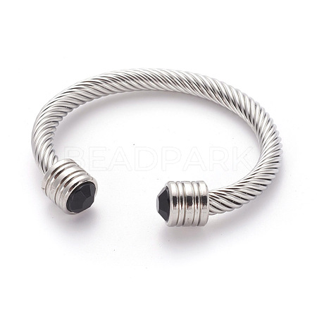 304 Stainless Steel Cuff Bangles BJEW-L642-28P-1
