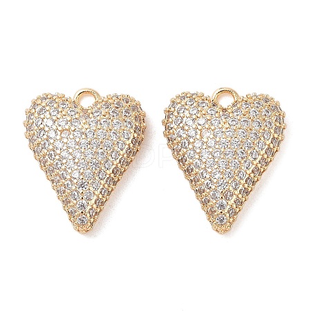 Brass Micro Pave Clear Cubic Zirconia Pendants KK-S388-01G-04-1