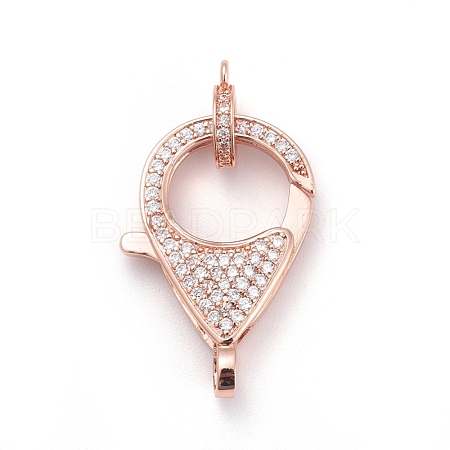 Brass Micro Pave Cubic Zirconia Lobster Claw Clasps ZIRC-F110-01B-RG-1