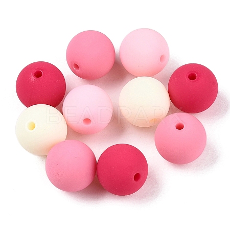 Rubberized Style Imitated Silicone Acrylic Beads MACR-T048-01B-15-1
