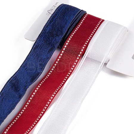 9 Yards 3 Styles Independence Day Polyester & Polycotton Ribbons Sets SRIB-A015-02A-04-1