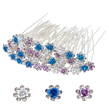 60Pcs 3 Colors Alloy Hair Forks OHAR-PH0001-21-1