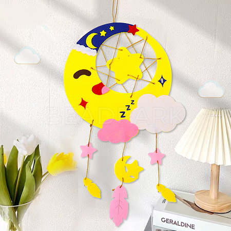 Cloth Woven Net/Web Wind Chime with Polyester Rope KICR-PW0002-02D-1